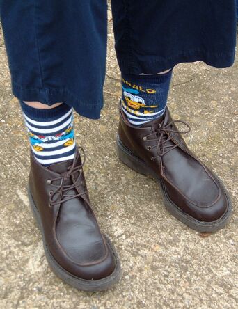 Val's odd socks Val's Donald Duck socks were similar, but weren't a pair.