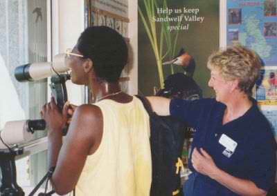 Ann talks to a visitor at Sandwell Valley